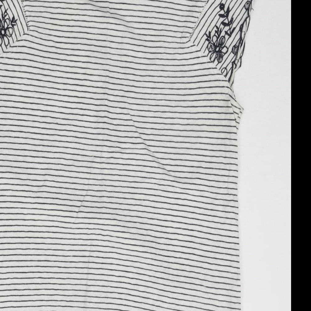NEXT Womens White Striped  Basic T-Shirt Size 8