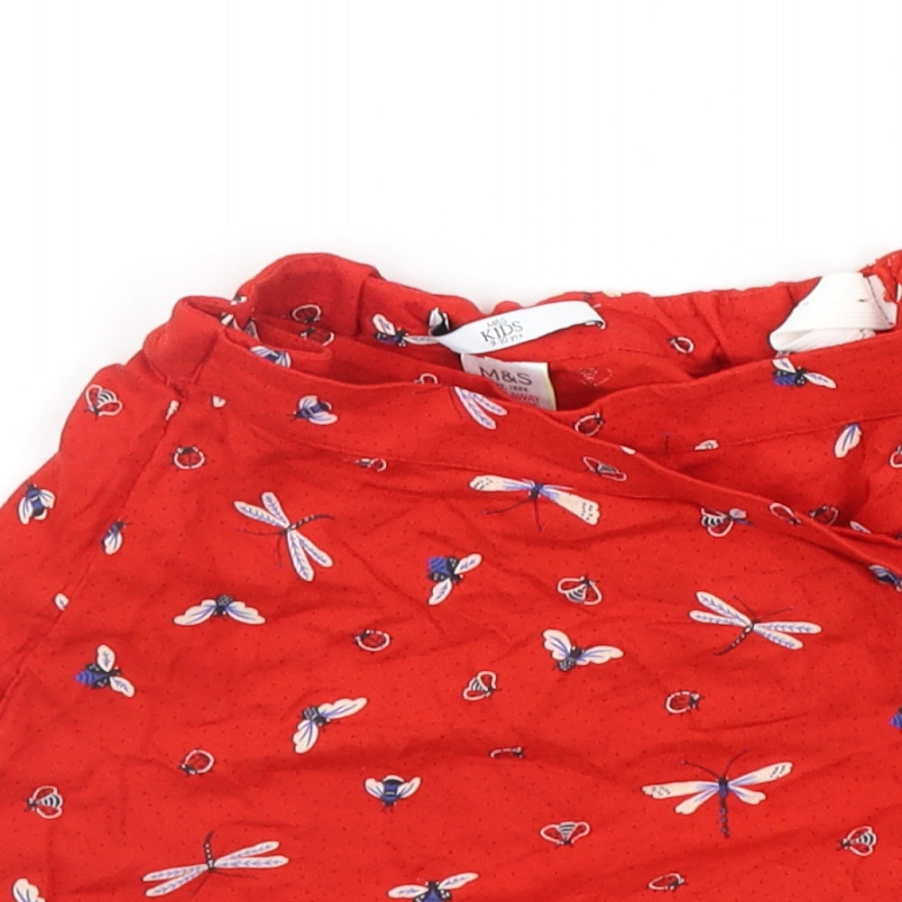 Marks and Spencer Girls Red Geometric  A-Line Skirt Size 9-10 Years
