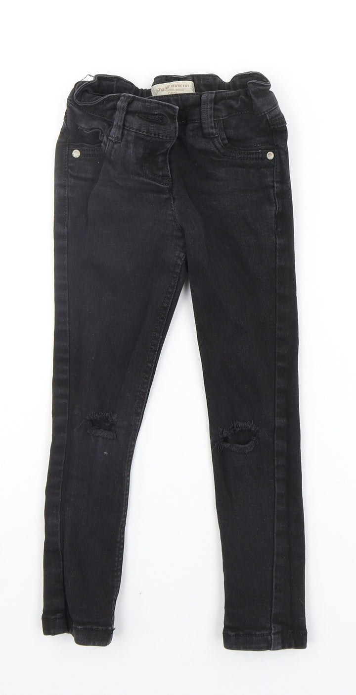NEXT Girls Beige Ikat  Straight Jeans Size 5 Years - DISTRESSED