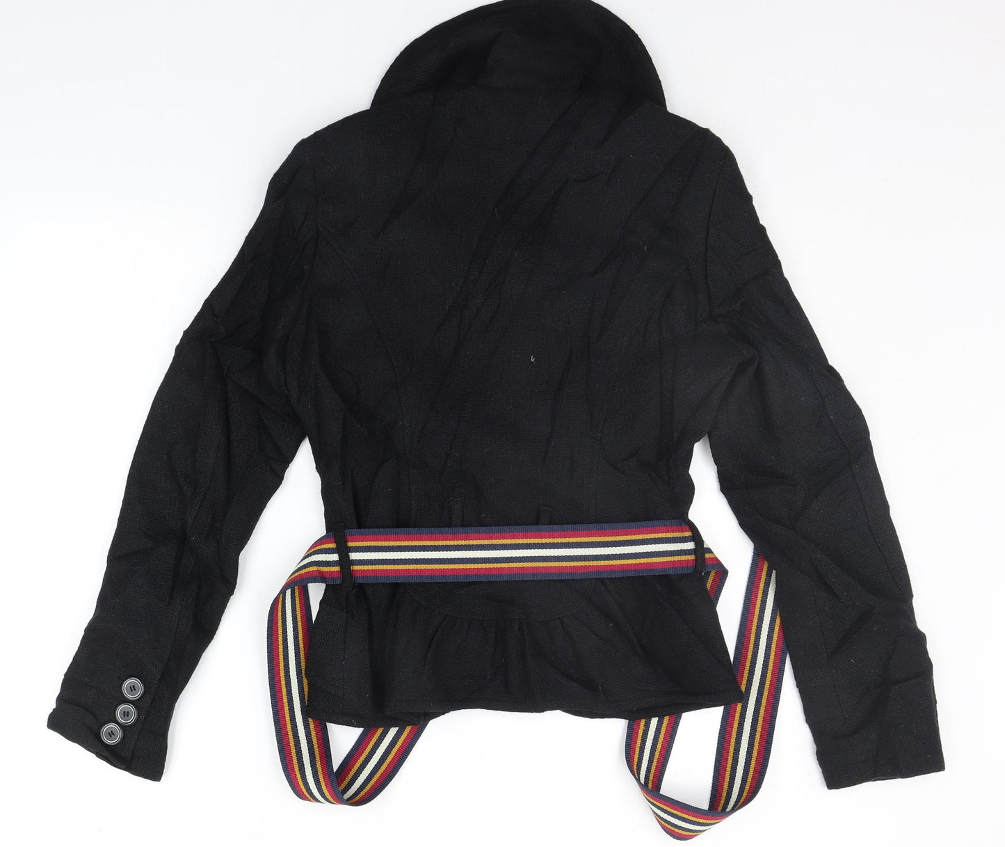 VILLA Womens Black   Jacket Coat Size M  - BELTED