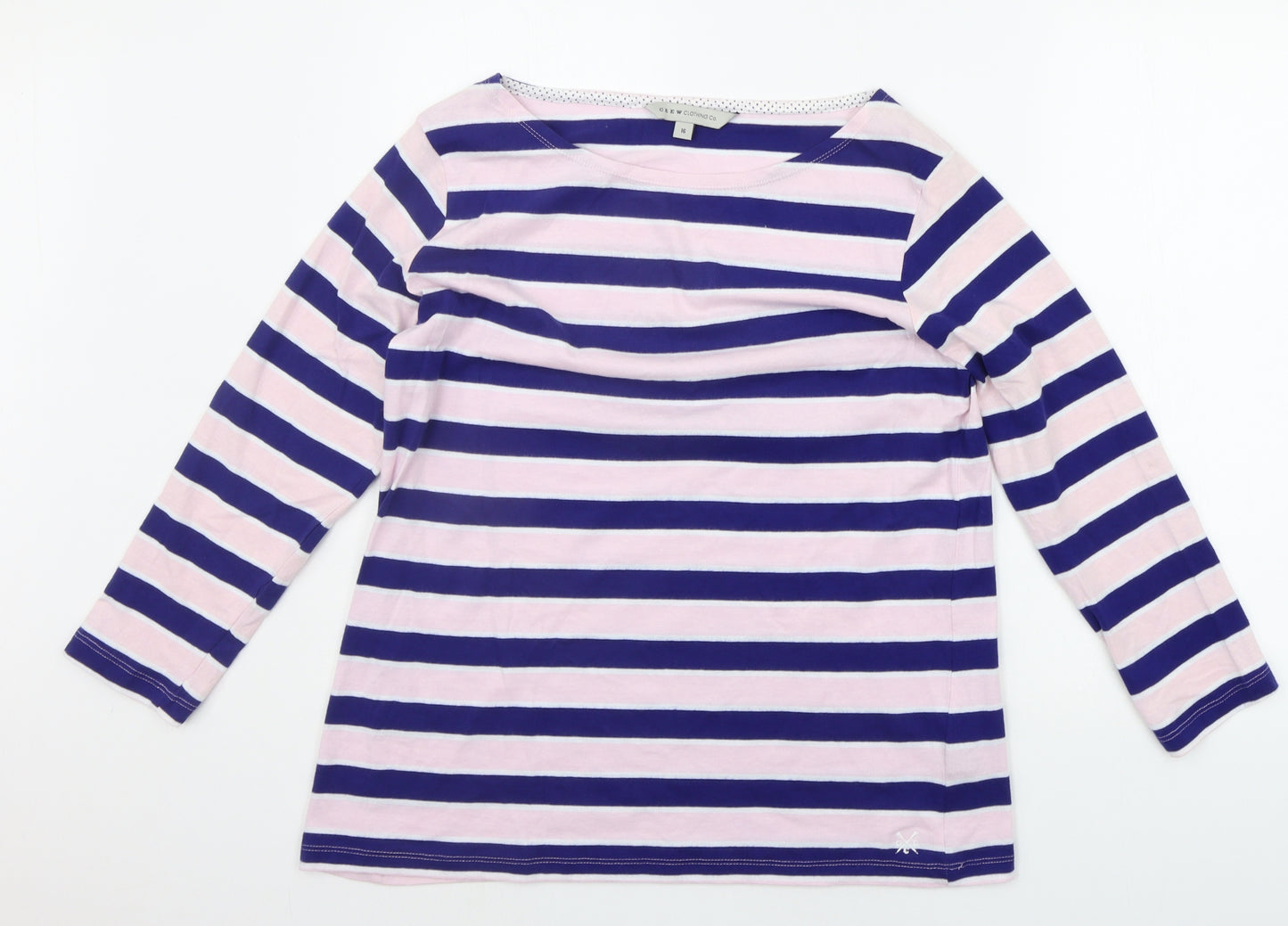 Crew Clothing Womens Pink Striped  Basic T-Shirt Size 16