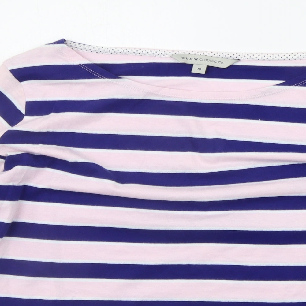 Crew Clothing Womens Pink Striped  Basic T-Shirt Size 16