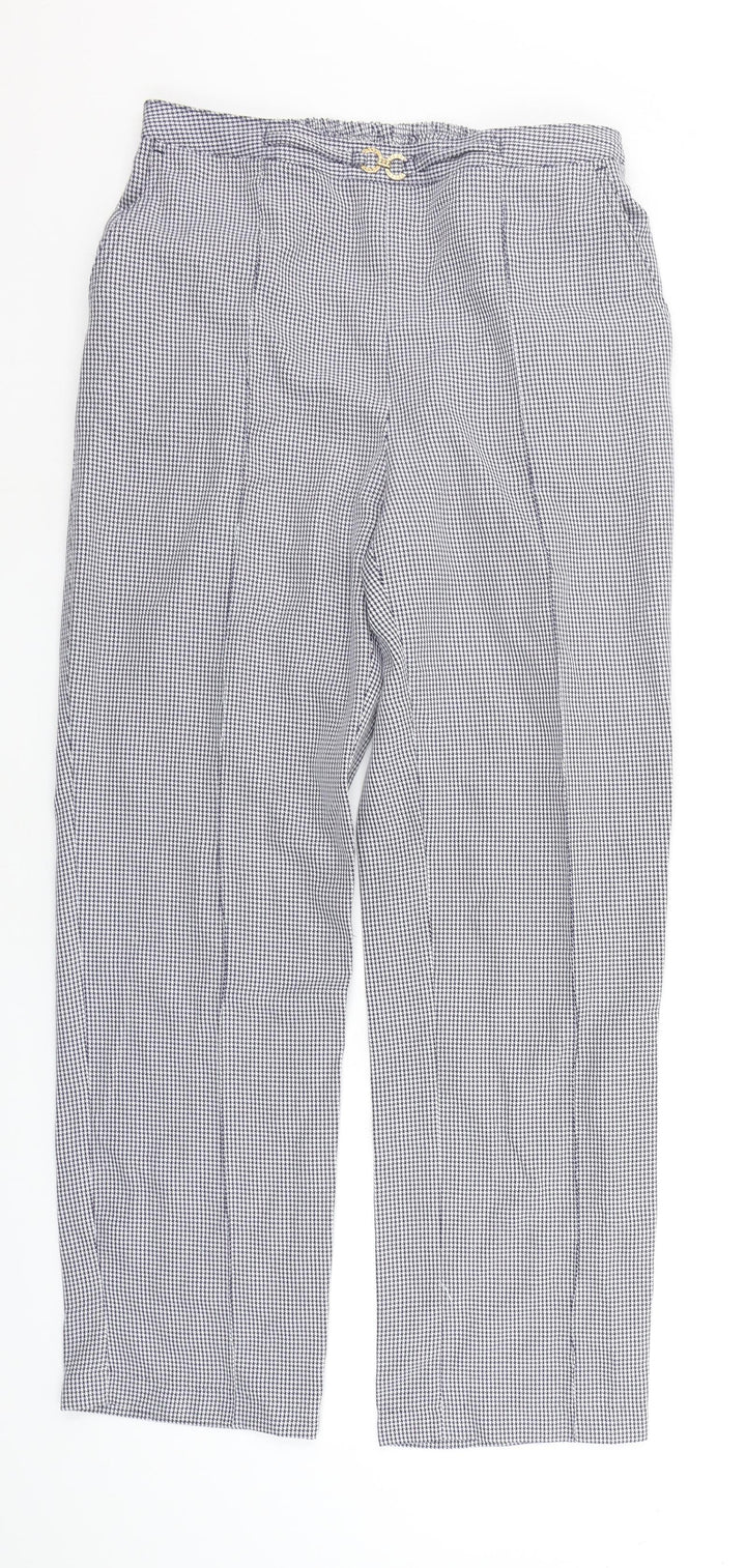 Damart Womens White Geometric Trousers Size 14 L28 in