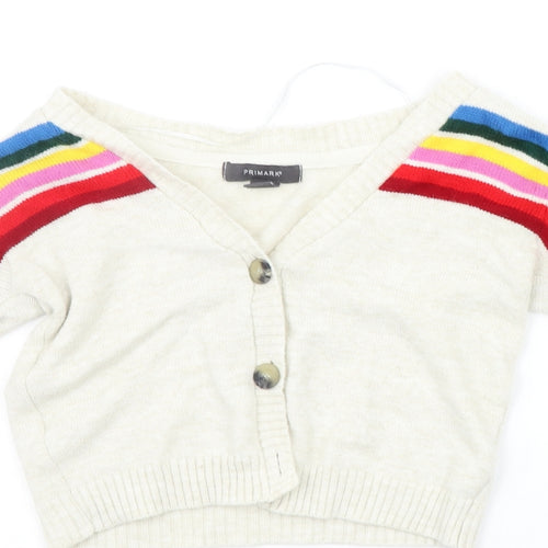 Primark Womens Beige Striped  Cardigan Jumper Size 2XS