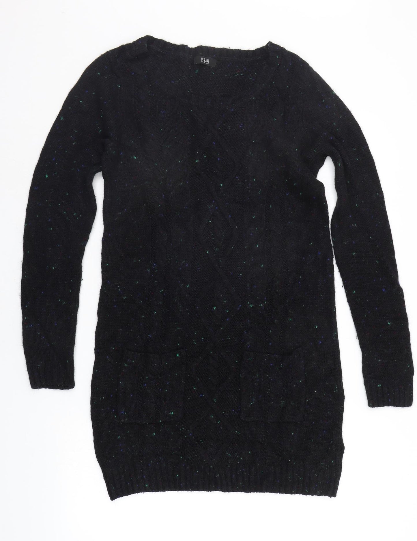 F&F Womens Black Houndstooth  Jumper Dress  Size 12
