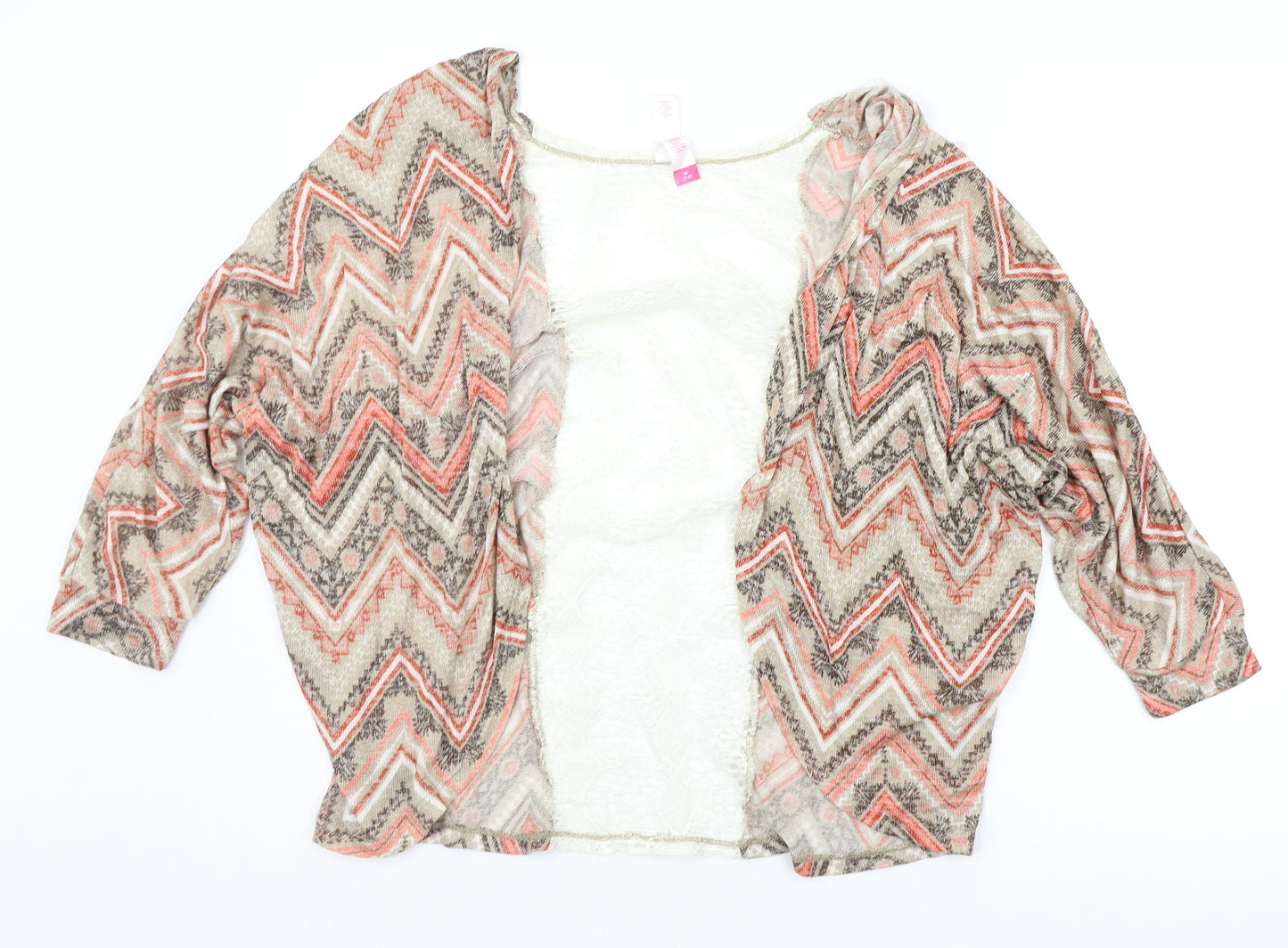 No Boundaries Womens Beige Geometric  Cardigan Jumper Size M