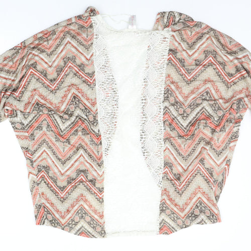 No Boundaries Womens Beige Geometric  Cardigan Jumper Size M