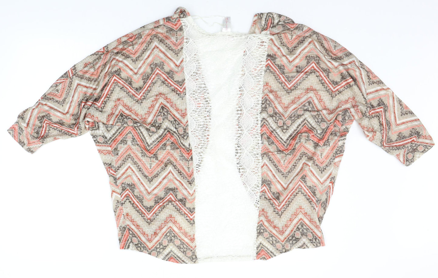 No Boundaries Womens Beige Geometric  Cardigan Jumper Size M