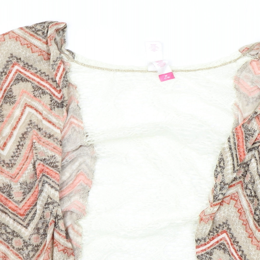 No Boundaries Womens Beige Geometric  Cardigan Jumper Size M