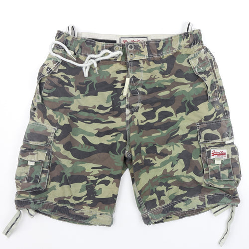 Superdry Mens Green Camouflage  Cargo Shorts Size XL