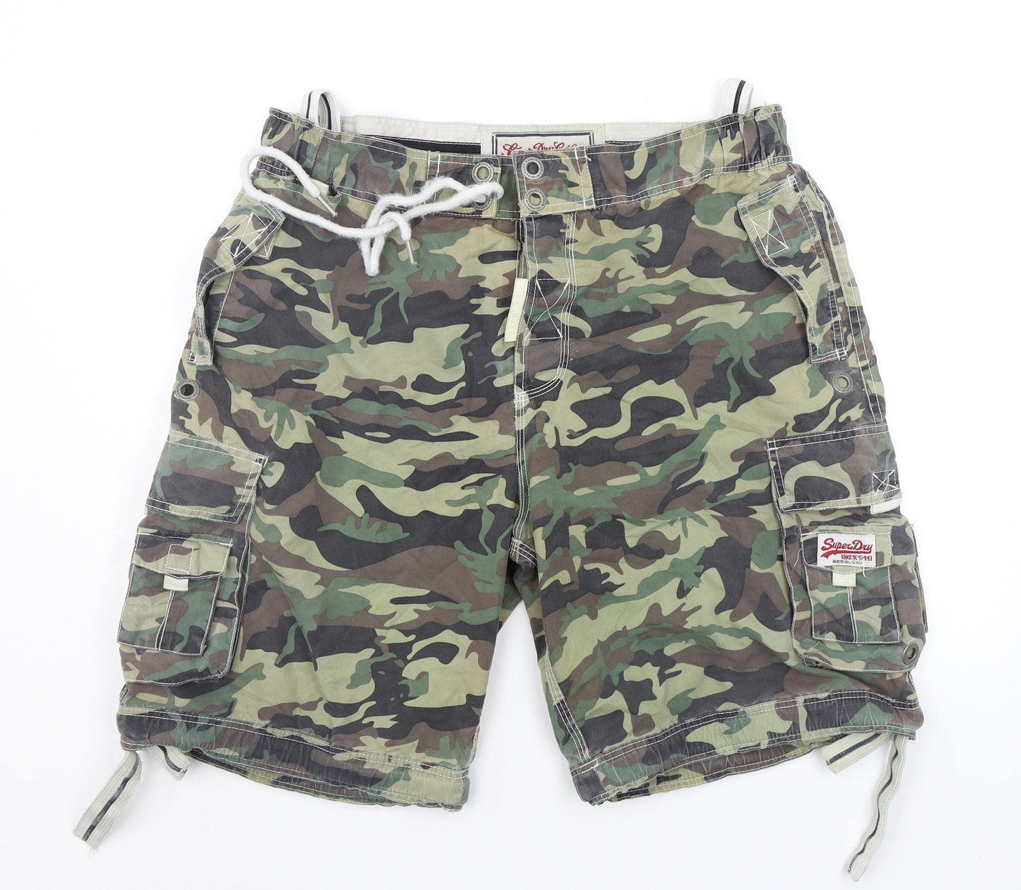 Superdry Mens Green Camouflage  Cargo Shorts Size XL