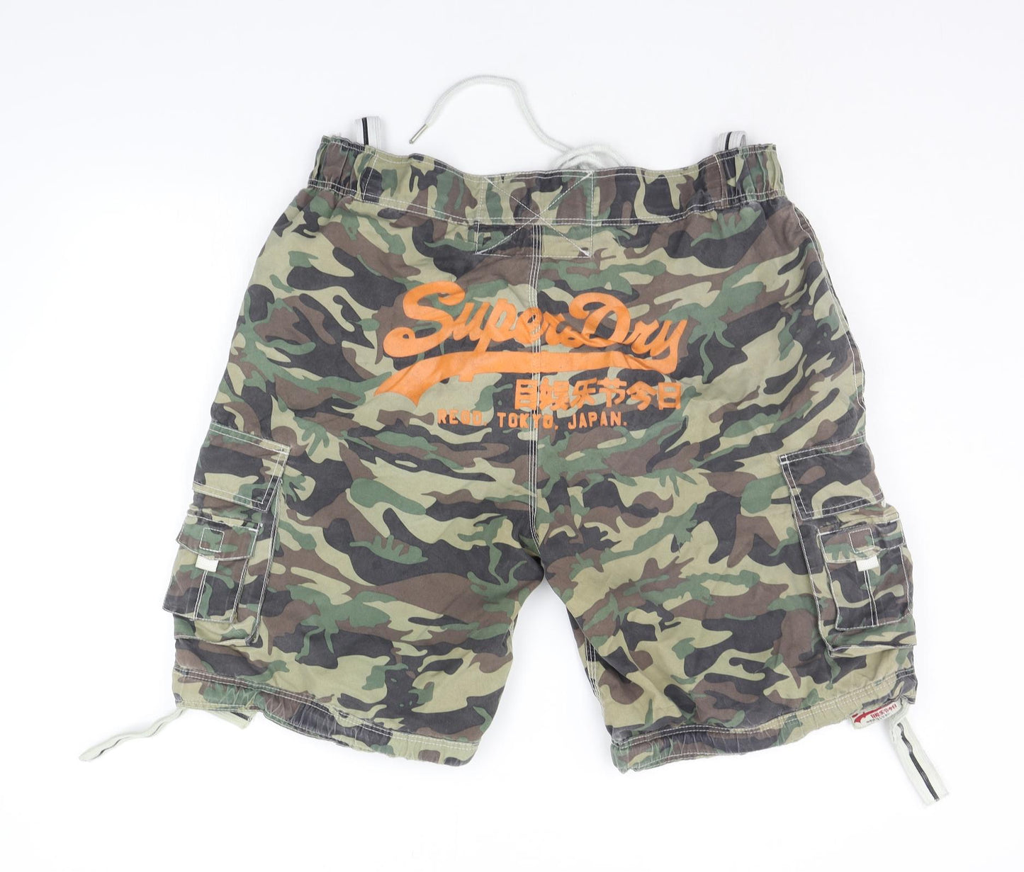 Superdry Mens Green Camouflage  Cargo Shorts Size XL