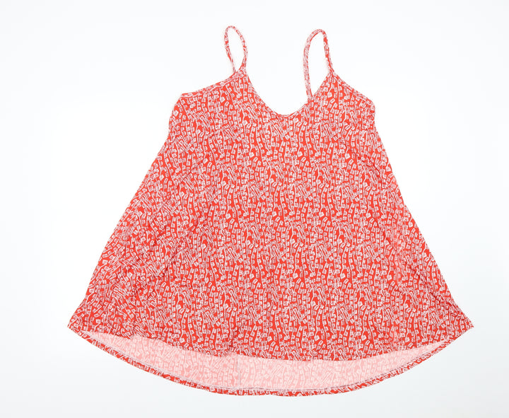 Preworn Womens Red Geometric  Slip Dress  Size L