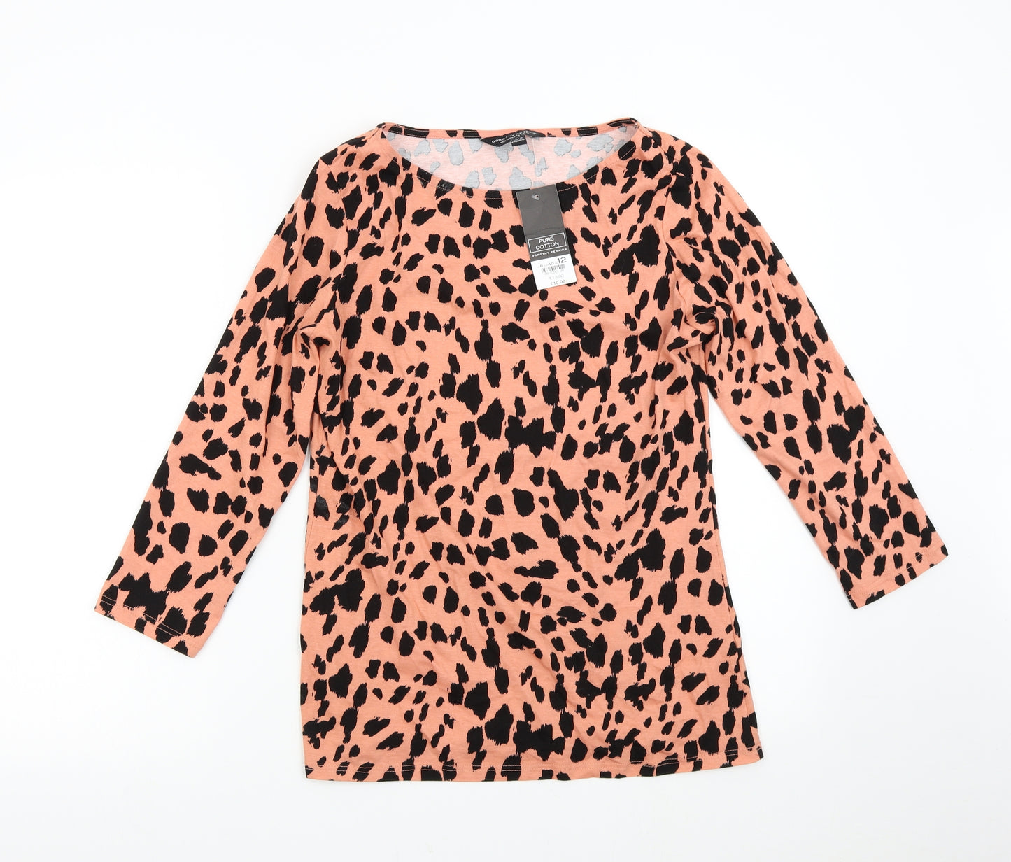 Dorothy Perkins Womens Orange Animal Print  Basic T-Shirt Size 12