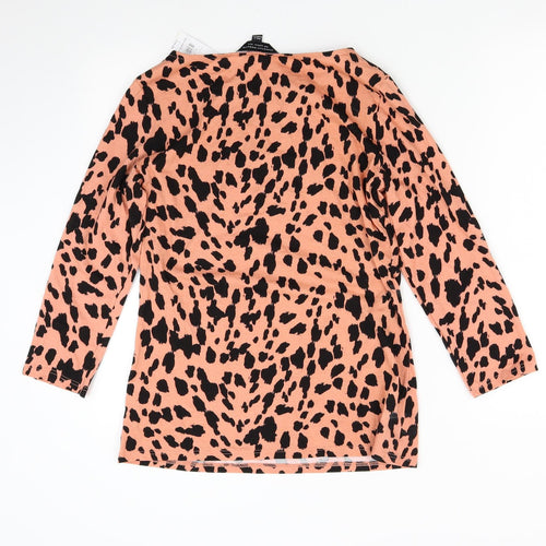 Dorothy Perkins Womens Orange Animal Print  Basic T-Shirt Size 12