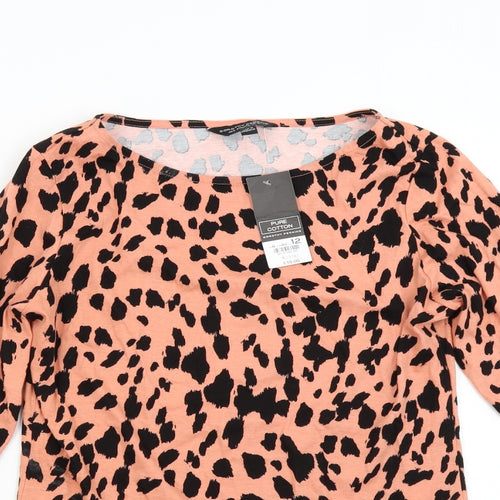 Dorothy Perkins Womens Orange Animal Print  Basic T-Shirt Size 12