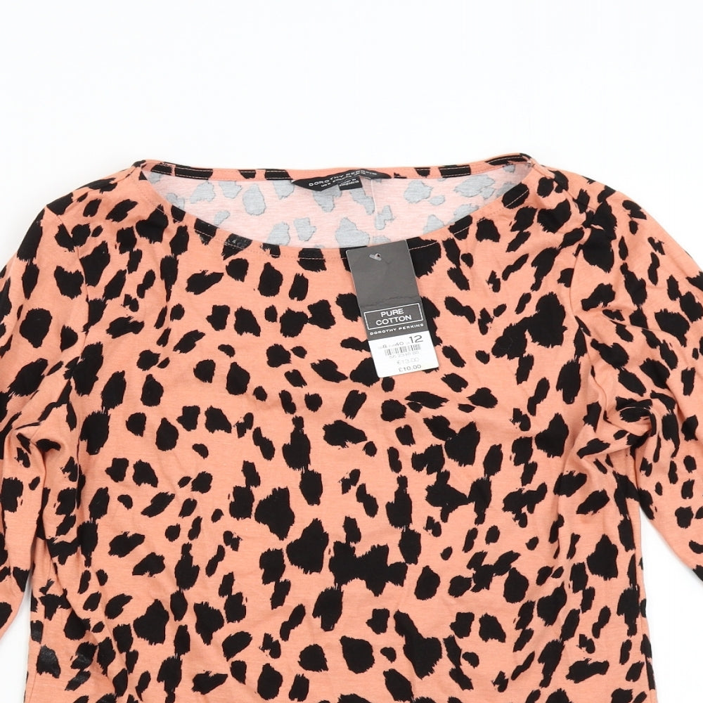 Dorothy Perkins Womens Orange Animal Print  Basic T-Shirt Size 12