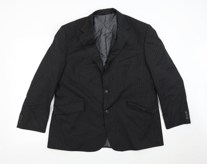 M&S Mens Grey Striped Jacket Suit Jacket Size 44