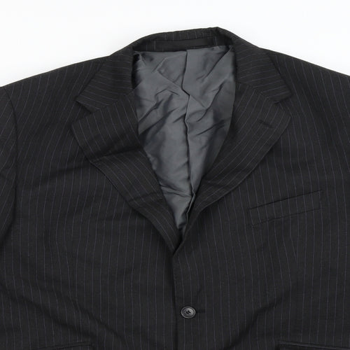 M&S Mens Grey Striped  Jacket Suit Jacket Size 44