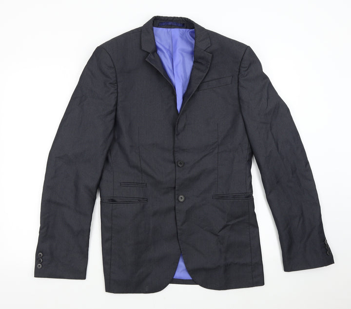 M&S Mens Grey Striped Jacket Suit Jacket Size 36 - 36 Long