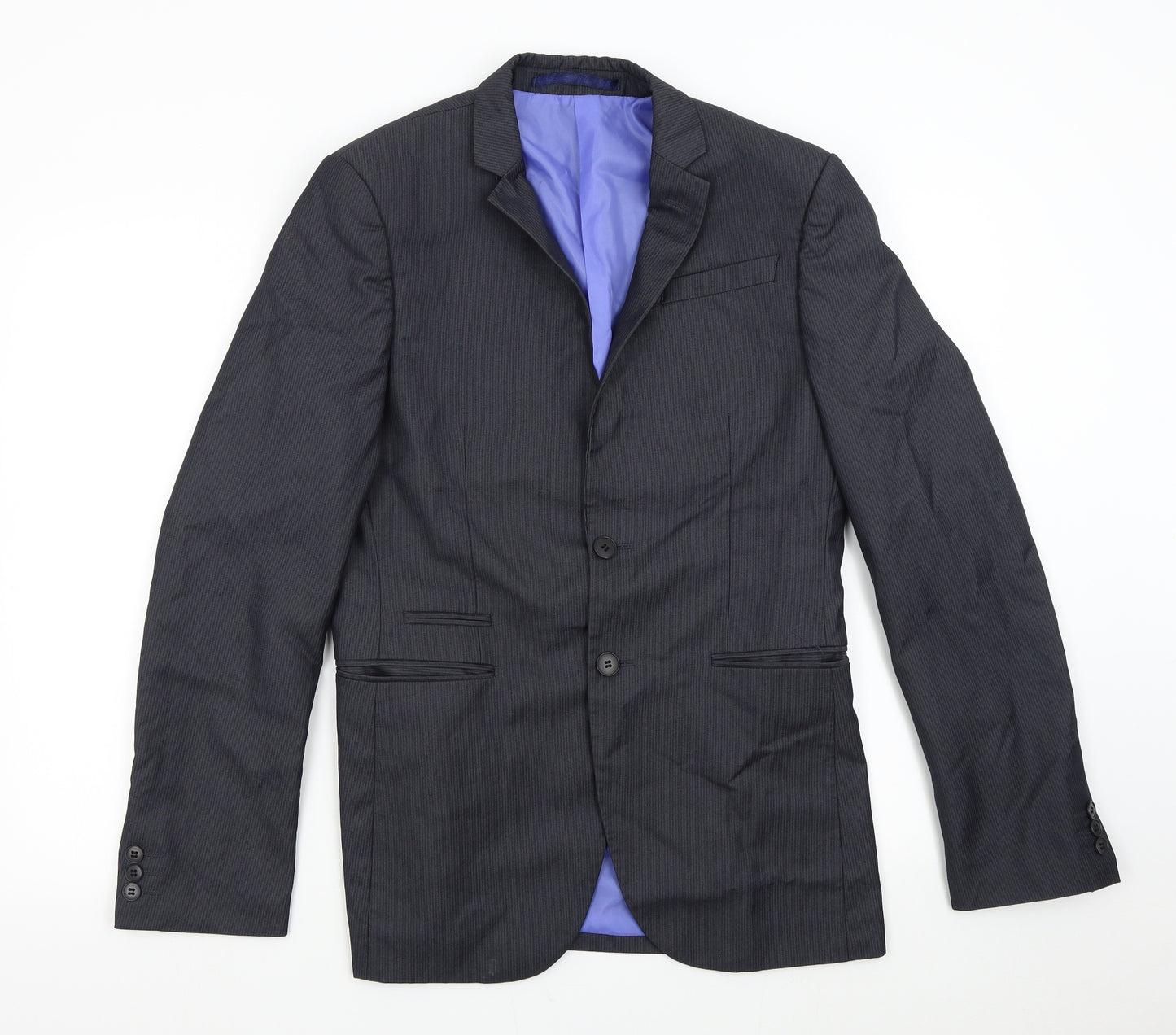 M&S Mens Grey Striped  Jacket Suit Jacket Size 36  - 36 Long