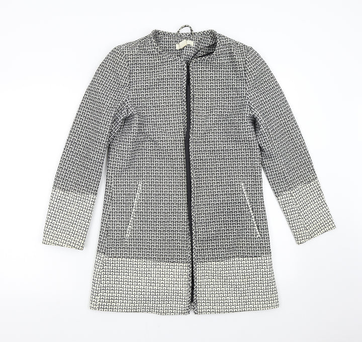 H&M Womens Grey Geometric  Overcoat Coat Size 6