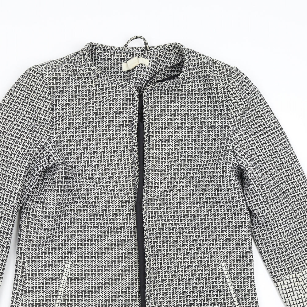 H&M Womens Grey Geometric  Overcoat Coat Size 6
