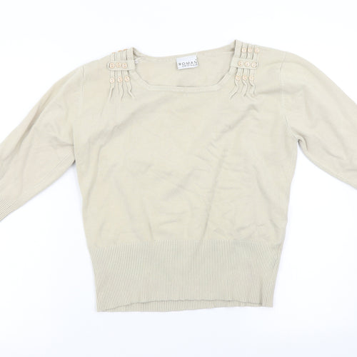 Roman Womens Beige  Knit Pullover Jumper Size 8