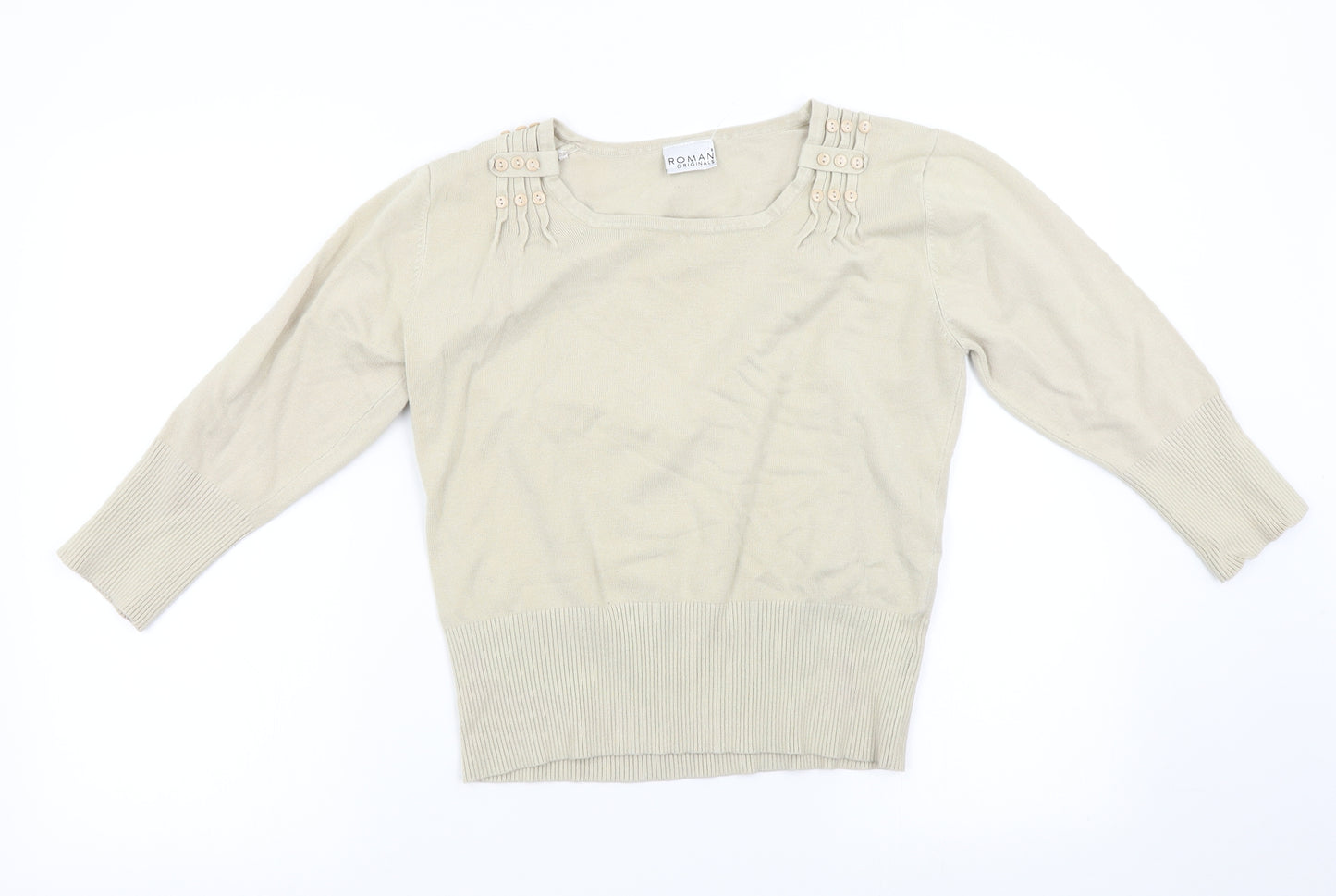 Roman Womens Beige  Knit Pullover Jumper Size 8