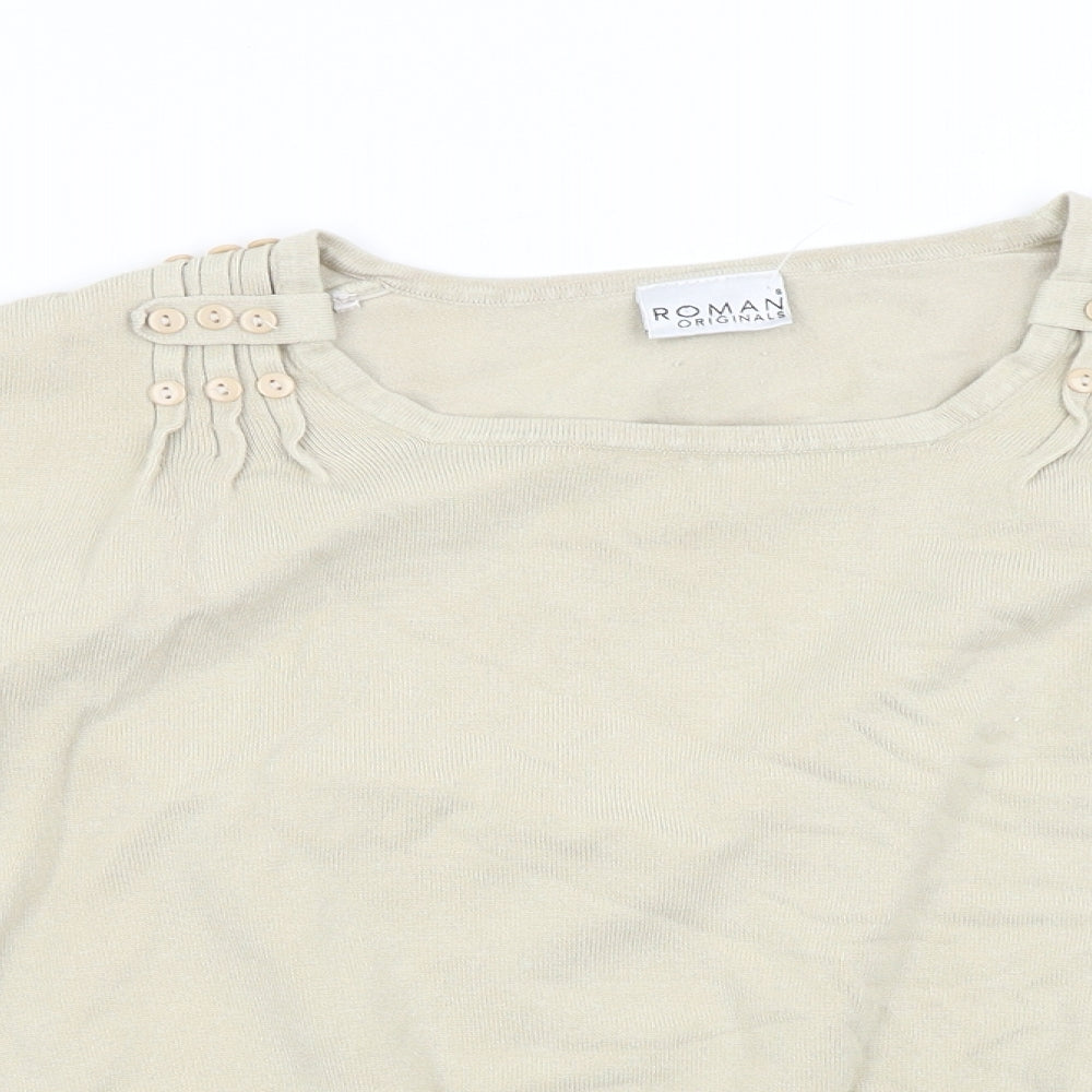 Roman Womens Beige  Knit Pullover Jumper Size 8