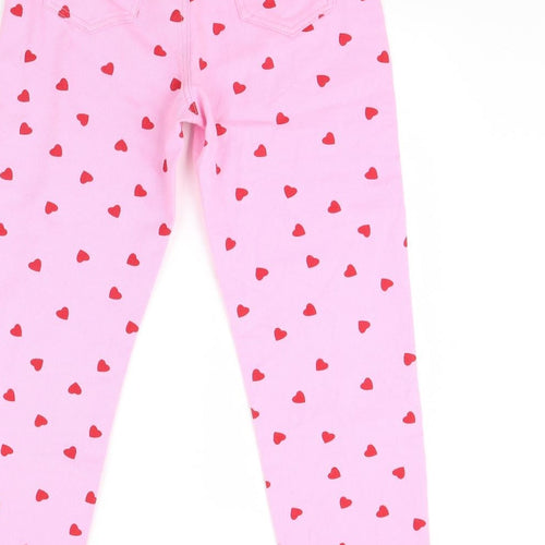 SheIn Womens Pink  Denim Straight Jeans Size XS L30 in - Heart Detail