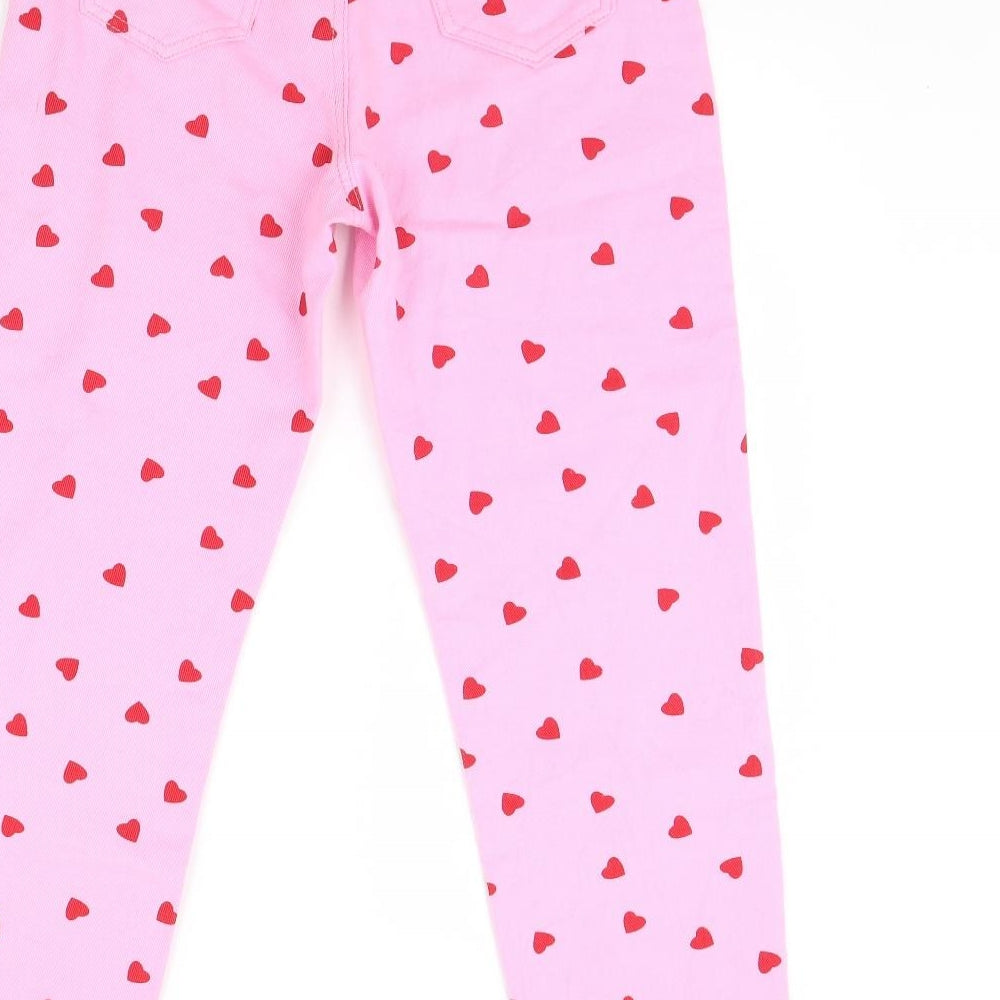 SheIn Womens Pink  Denim Straight Jeans Size XS L30 in - Heart Detail