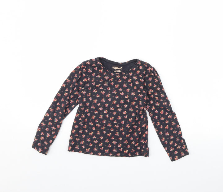 Young Dimension Girls Blue Floral  Basic T-Shirt Size 6 Years