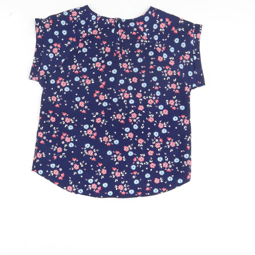 Young Dimension Girls Blue Floral  Basic Blouse Size 7 Years