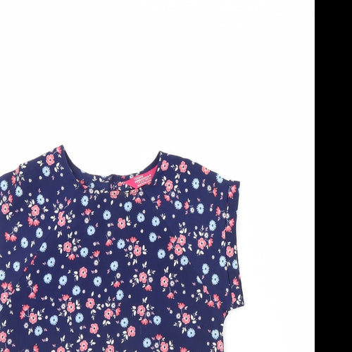 Young Dimension Girls Blue Floral  Basic Blouse Size 7 Years