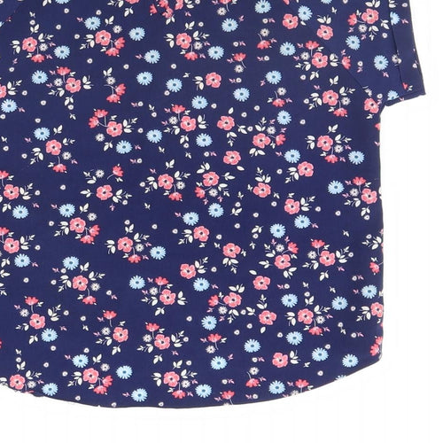 Young Dimension Girls Blue Floral  Basic Blouse Size 7 Years