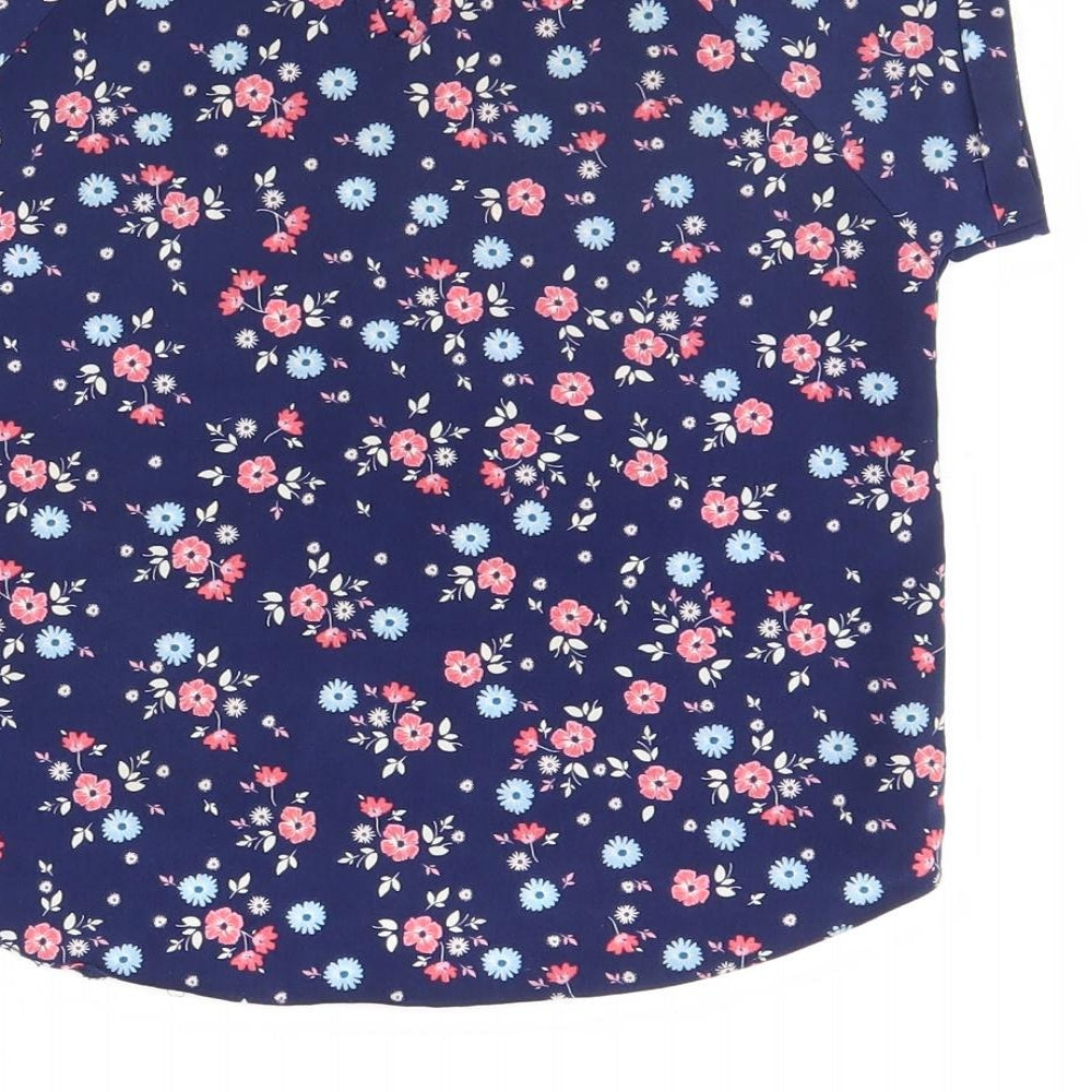 Young Dimension Girls Blue Floral  Basic Blouse Size 7 Years