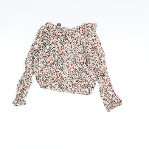 Primark Girls Pink Animal Print  Basic Blouse Size 7 Years