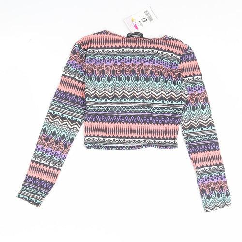 Glamour Babe Womens Multicoloured Striped  Cropped T-Shirt Size S