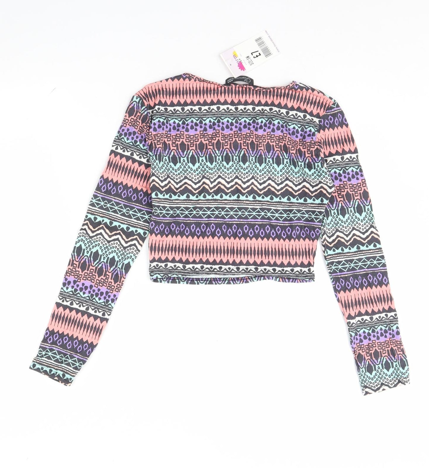 Glamour Babe Womens Multicoloured Striped  Cropped T-Shirt Size S