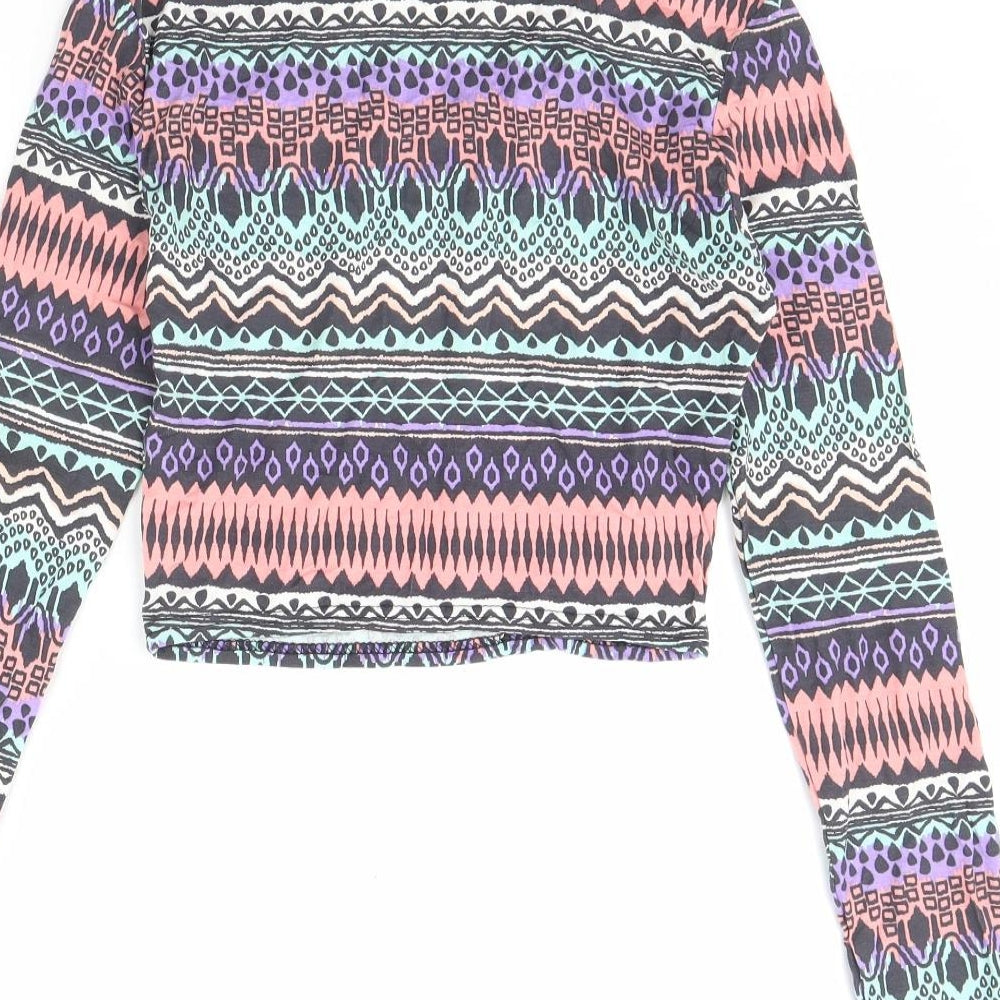 Glamour Babe Womens Multicoloured Striped  Cropped T-Shirt Size S