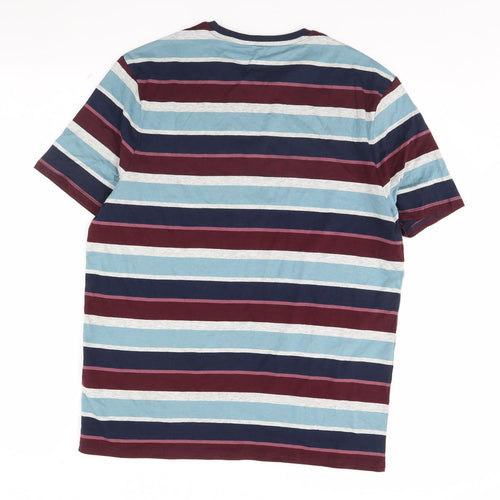 M&S Mens Blue Striped   T-Shirt Size M