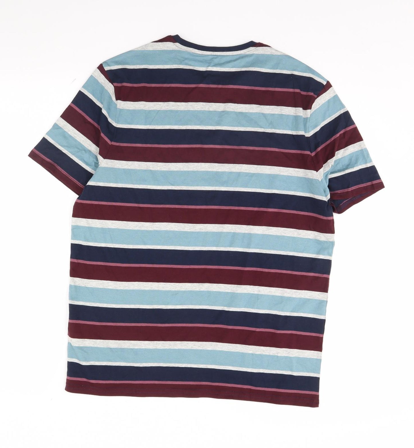 M&S Mens Blue Striped   T-Shirt Size M