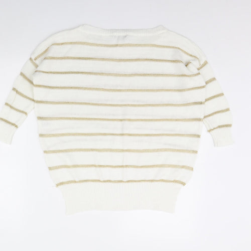 Alice & You Womens White Striped  Pullover Jumper Size 8