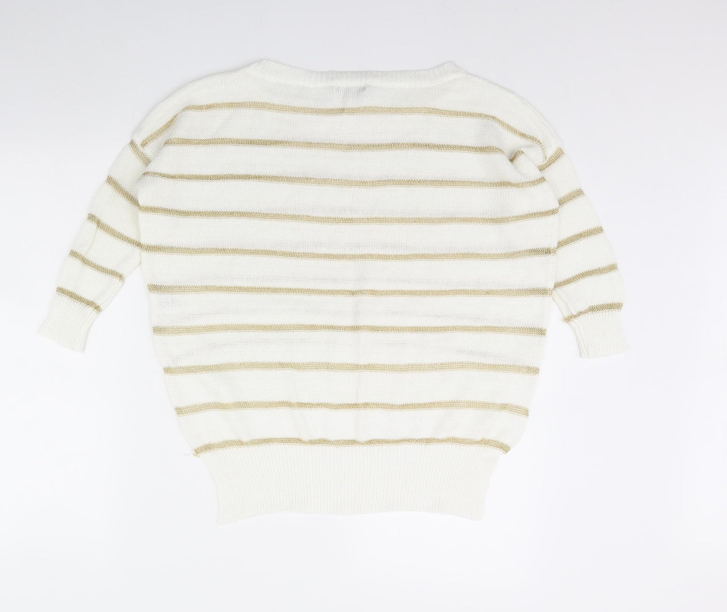 Alice & You Womens White Striped  Pullover Jumper Size 8