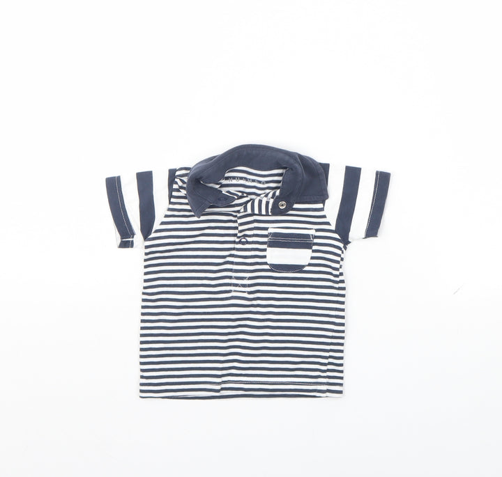 Nutmeg Baby Blue Striped  Basic Polo Size 3-6 Months