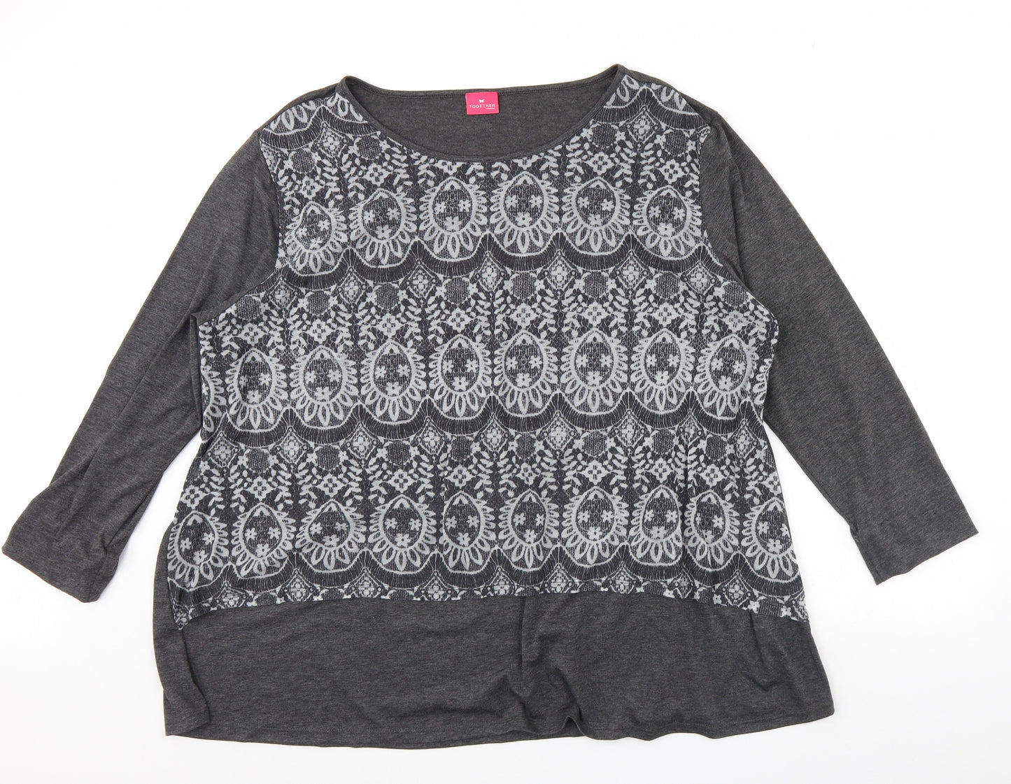 Together Womens Grey   Basic Blouse Size 22