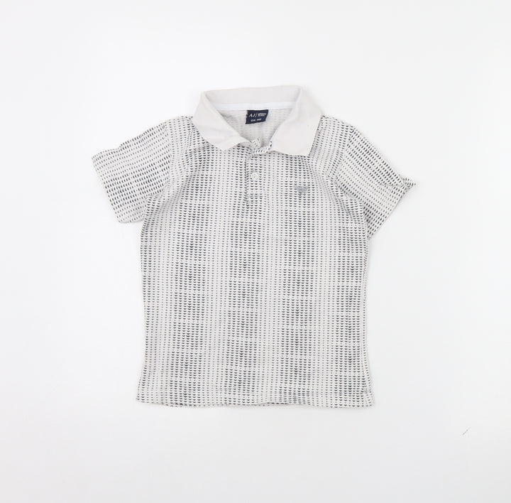 AJ Jeans Boys White Polka Dot  Basic Polo Size 9 Years