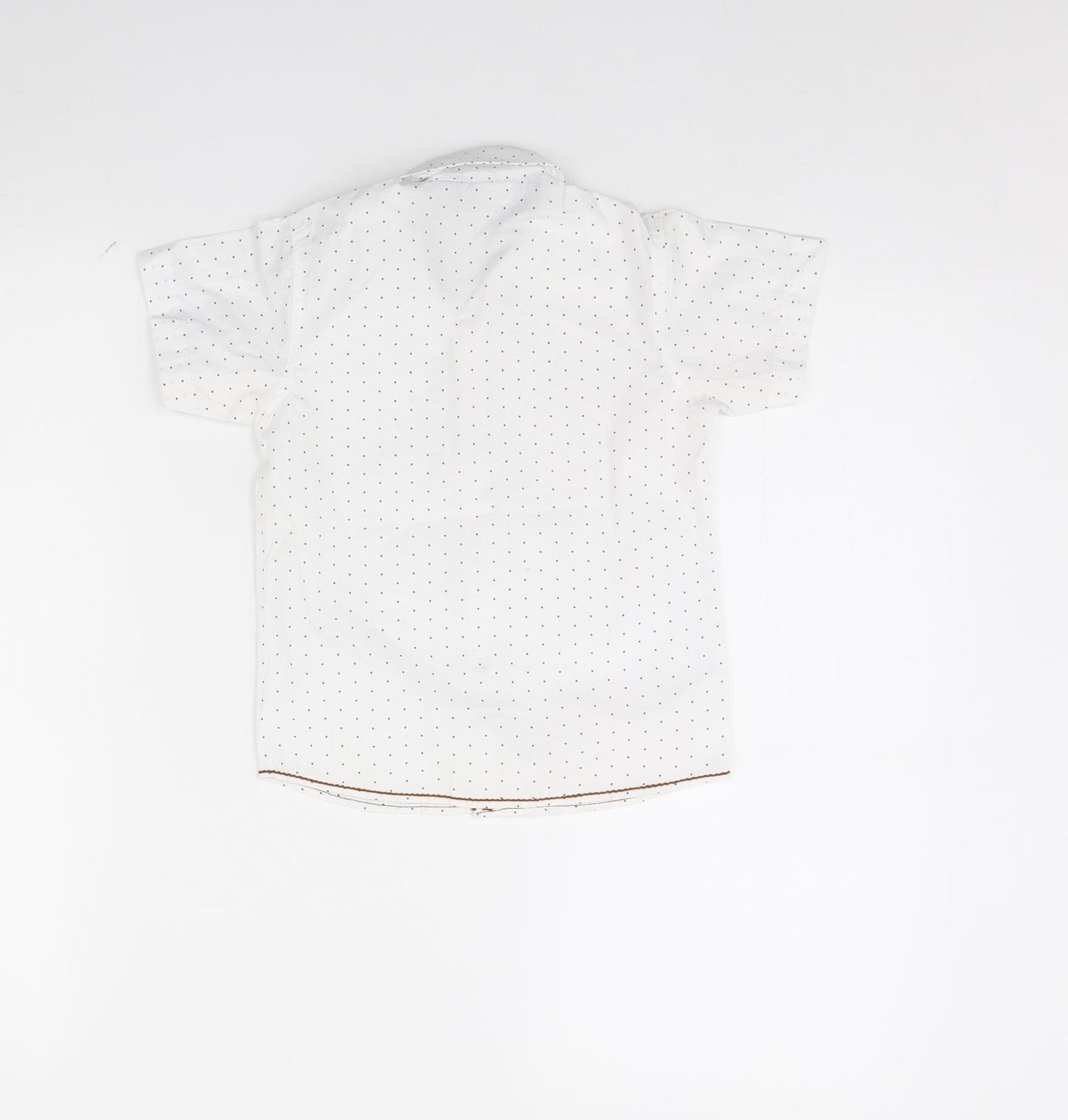 Preworn Boys White Polka Dot  Basic Button-Up Size 4 Years