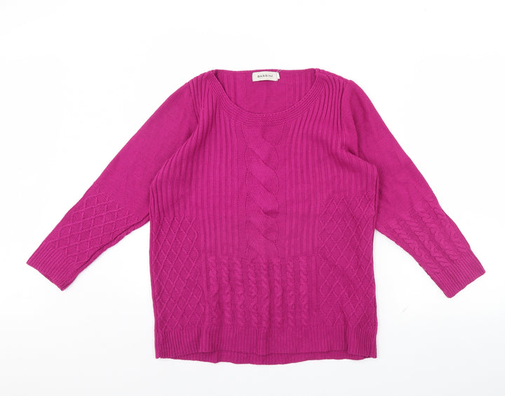 BASSINI Womens Pink Pullover Jumper Size M